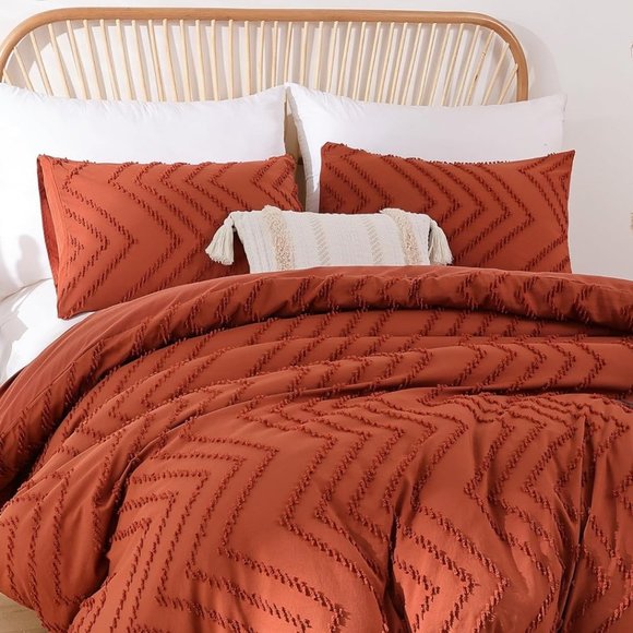 Black Chevron Tufted Zigzag Textured Twin Size Bed Boho Comforter Set Bedding - Picture 14 of 15